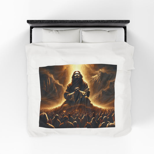 Jesus Praying Plush Blanket - Heavenly Light Velveteen